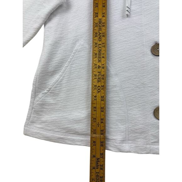 Habitat French Terry Cardigan Hoodie White Cotton Button Front Sweatshirt Large - Picture 11 of 12